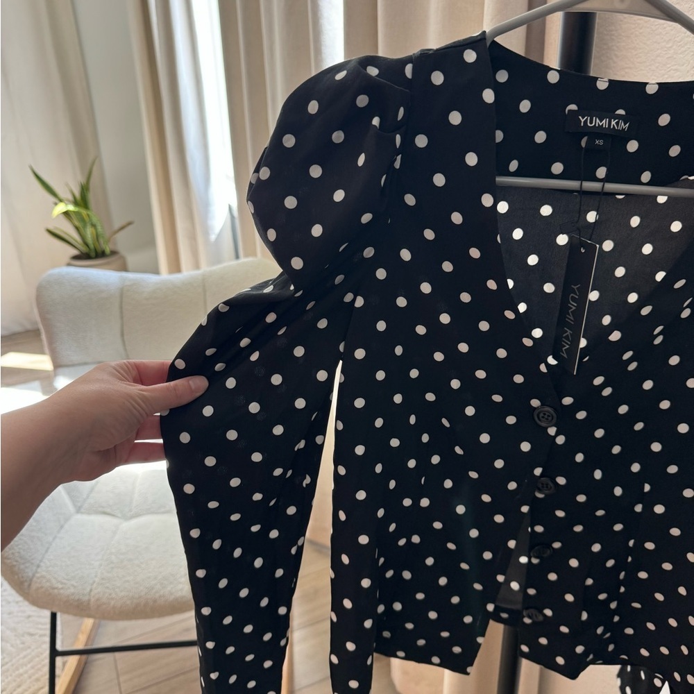 Yumi Kim Black Polka Dot Women's Top size xs nwt - Picture 4 of 7